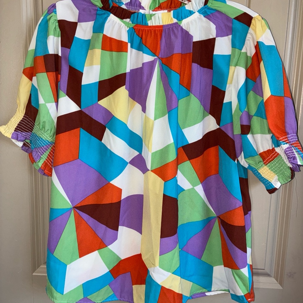 Ces Femme Colorful Geometric Pattern Blouse